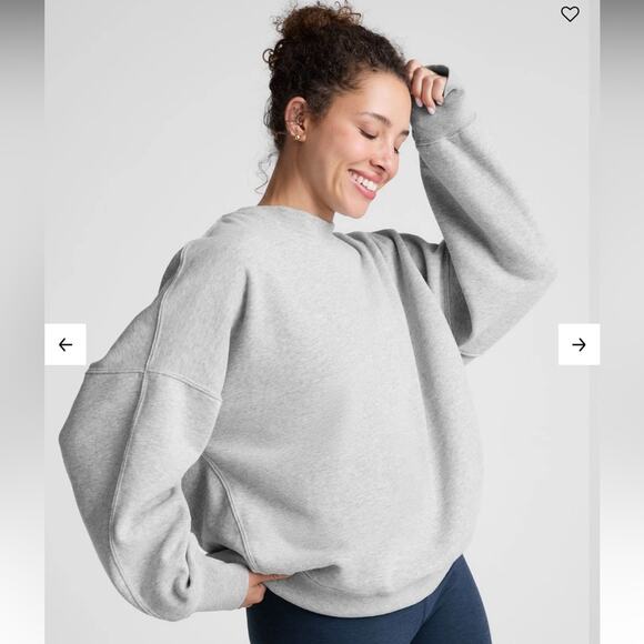 Beyond Yoga Tops - Beyond Yoga LuxeFleece Oversized Crewneck Sweatshirt Grey Sz L NF7947 Womens EUC